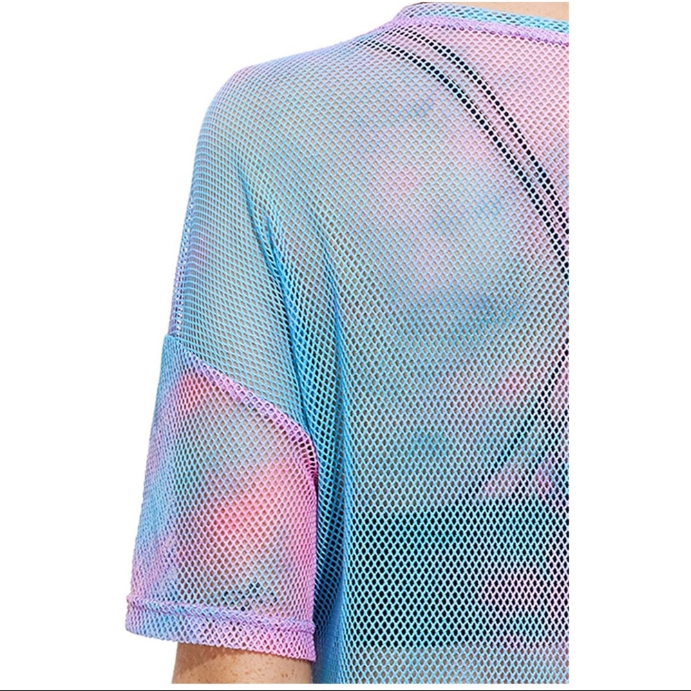 Short Sleeve See Through Sheer Mesh Short Dress - Picture 3 of 5